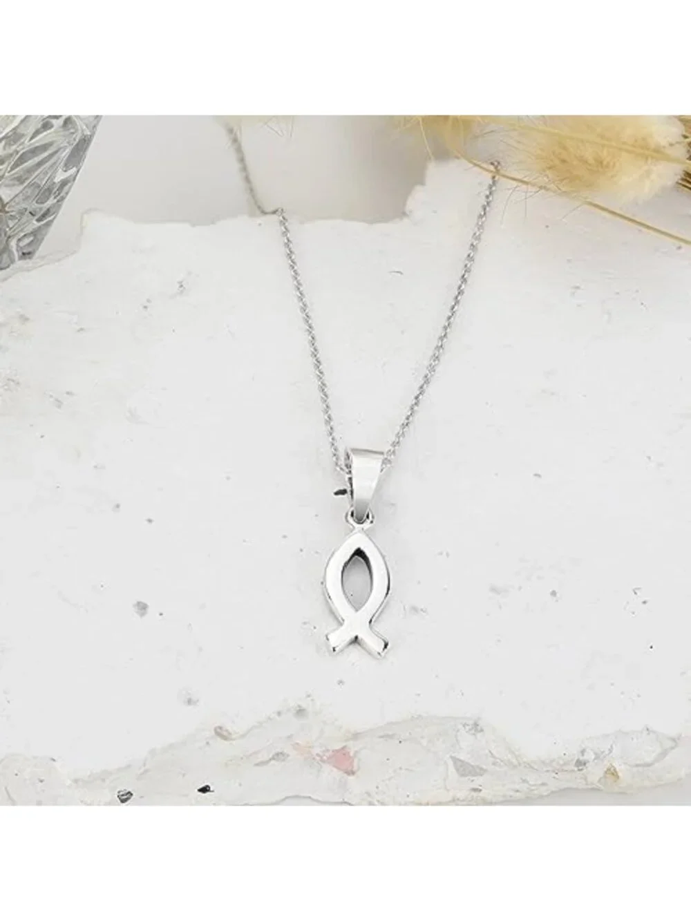 Faith-Inspired Ichthys Jesus Fish Pendant | .925 Sterling Silver Necklace for